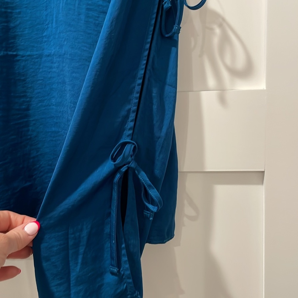 Mossimo Supply Co. Blue Long Sleeve Cut Out Blouse - Picture 3 of 6